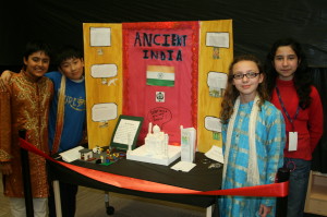 This display of ancient India, complete with a model of the Taj Mahal, was the work of Rajeev Shant, Allen Shi, Leila Murphy and Sarah Cortez. 