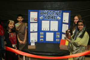 Naahum Imram, Parminder Sandhal, Kayla Morton and Jayna Gandhi were showing some of what they learned about ancient Rome.