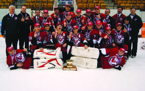 The Caledon Hawks bantam AE team captured the Ontario Minor Hockey Association Bantam AE II division championship with a three-game sweep over Newmarket in the final series. Team members include Gregory Placenza, Jake Bird, Rocco Marinaccio, Matthew Cozzi, Colin Sinclair, Morgan Pace, Nicholas McKibbon, Thomas Stellar, John Paul Lattavo, Christopher Abad, Spencer Beam, Gavin Stone, Christopher Bernardi, Marco Taglieri, Kyle Skinkle, Mark Guaragna and Jonathan Ferguson, with Coaches Tim Sinclair, Don Cardwell, Steve Clune, Tim Beam and Scott McCrimmon, Trainer Joe Pace and Manager Maryann Steller. Photo submitted