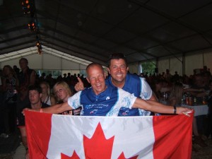 Hans Porten and coach Barrie Shepley after Porten won Ironman Austria.