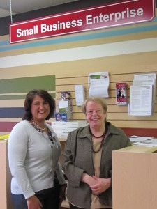 Local business owner Jo-Anne Fiore and CCS Small Business Enterprise Specialist Maureen Tymkow. 