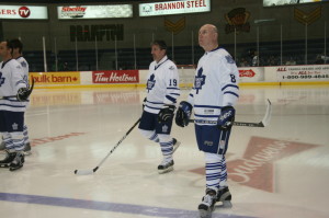 Toronto Maple Leaf alumni Bill Derlago and Jack Valiquette were ready to get into action in the recent match. Photo by Bill Rea