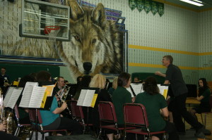 Saturday saw plenty of celebrating and reminiscing at Robert F. Hall Catholic Secondary School in Caledon East, as the school marked it's 20th anniversary. Head of Music Glyn Lloyd was conducting this band, made up of current students and alumni in performing a piece commissioned for the occasion, entitled Into the Hills. Photo by Bill Rea