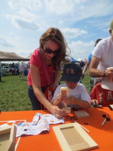 Home Depot had an area set up for young folks to work on crafts. Palgrave area resident Laura Chirichella was helping her son Andrew, 4, put together a pencil holder that looked like a lawn mower.