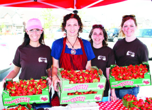 SOUTHFIELDS VILLAGE FARMERS' MARKET OPENS There promises to be lots of great produce available every Thursday until Oct. 10 at the SouthFields Village Farmers Market. The market opened last Thursday, and will be running from 3:30 to 7:30 p.m. On hand for the opening were Lori Cook of Tailor Made Real Estate, Melissa Downey of Downey's Farm Market, market manager Yevgenia Casale and steering committee member Kelley Joyce. Photo by Bill Rea