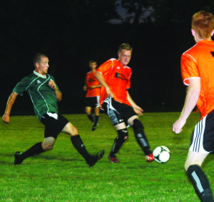Caledon FC went on the road to Orangeville to take on the Athletics in a game under the lights at Rotary Park. Caledon left with a 5-1 win over host team. Photo by Brian Lockhart