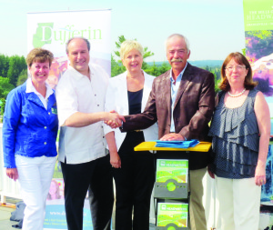Dufferin County Warden Laura Ryan was on hand recently with King Mayor Steve Pellegrini, King Councillor Linda Pabst, Headwaters Tourism Association Chair Ron Munro and Caledon Councillor Patti Foley for the announcement that the Township has joined the Association's equine initiative, becoming a standing partner on the Headwaters Equine Leadership Group. Photo by Bill Rea