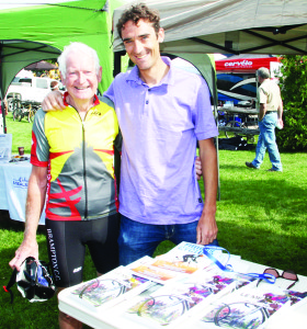 The annual Tour de Terra Cotta attracted cycling enthusiasts to the village Monday. Event founder Ted Webb, who competed, is seen here with renowned Canadian Cyclist Michael Barry.