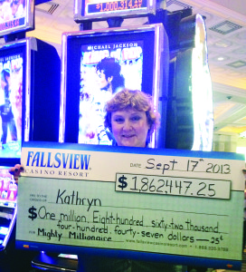 Caledon's Kathryn Stokes collected her winnings Tuesday at Fallsview Casino Resort.