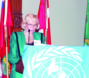 Holocaust survivor and Caledon East resident Baroness Tamara Von Schlegel spoke at a United Nations Day celebration at Queen's Park last Thursday.