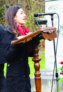 Carly Cianflocca sang the anthems at Sunda's service in Bolton.