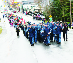 Sunday was a time for people in the areas of Bolton and Alton to gather to honour those who have served and fallen for Canada over the years. This group was marching up the north hill of Bolton to the village Cenotaph. Photos by Bill Rea