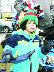 Guess who Liam Blaber, 3, spotted in the distance along the parade route?