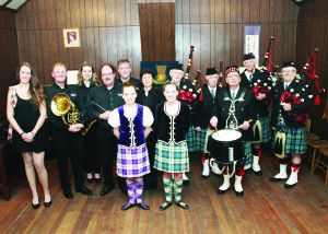 Guest soloist Robin McLeod and dancers Mackenzie Riel and Erin McLeod of Claymore Highland Dancers of Cheltenham will be taking part in the upcoming Scottish Celebration. Also taking part will be Caledon Concert Band members Harald Sagermann, Stephanie Noris, Rob Kinear (conductor), Roy Selinger and Heather Morand Clark, along with Sandhill Pipe and Drums members Hal Graham, Ken Nixon, Mike Nixon, Dave Borrett and Wes Robertson. Photo by Bill Rea