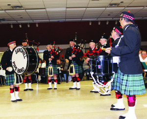 The Sandhill Pipes and Drums were out to help mark the occasion.