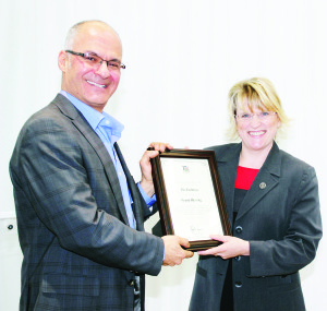 Dufferin-Caledon MPP Sylvia Jones presented this plaque to CCS CEO Monty Laskin at last week's ceremonies.