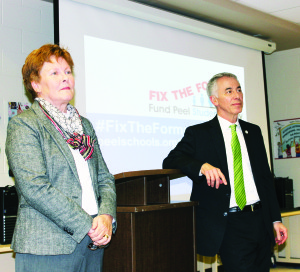 Peel District School Board Chair Janet McDougald and Director of Education Tony Pontes addressed Tuesday's meeting. Photo by Bill Rea