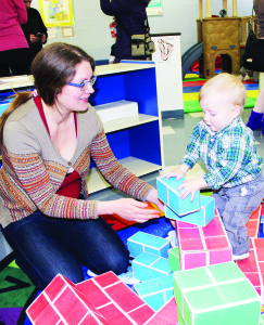 Suetlana Lazareva of Bolton was watching as her 11-month-old son Vlado Lazarev hit the bricks.