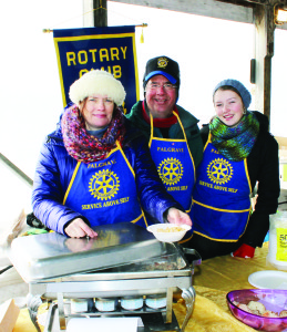The Rotary Club of Palgrave were offering up their jambalaya in the Chilly Cook-Off. Helen Dean, Darrell Hudspeth and Sophie Potter were helping to serve it.