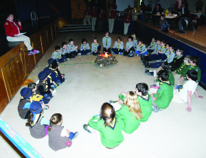 No gathering of Cubs, Scouts and Venturers would be complete without a campfire, and organizers of Saturday's event were able to set something up, even indoors.
