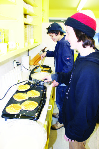 The Alton Scouting Association were putting on a big feed at the local Legion Hall. Alex Newall of the 1st Alton Venturers and Colin Villmann of the 1st Caledon Venturers were hard at work in the kitchen.