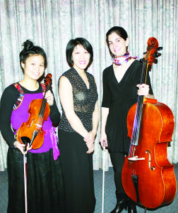TRIO VOCE PERFORMED The sounds of Trio Voce were heard in the halls at St. James Anglican Church in Caledon East recently, as they were the featured performers in the latest edition of the Caledon Chamber Concerts Series. Consisting of Jasmine Lin, Patricia Tao and Marina Hoover, they offered a program which included selections by Haydn, Dvorak and Schubert. Photo by Bill Rea