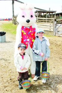 The Easter Bunny is a busy individual at Downey's these days. In addition to hiding eggs, he also has to greet lots of visitors, like Andrew Rodrigues, 2, and his brother James, 6, of Brampton.