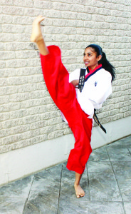 Rose Ramsarran shows some of her Taekwondo form.