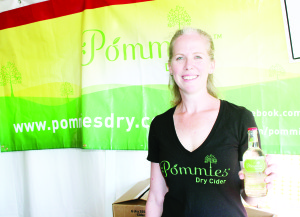 Lindsay Sutcliffe of Pommies Dry Cider was serving samples.