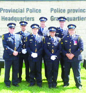 Seen here (front row) are Aux. Sergeant Mike McJannet, Aux. Constable Adrian McNeil, Aux. Constable Monica Grewal, Sergeant Marcus Sanderson, (back row) Aux. Constable Baljit Kular, Aux. Staff Sergeant Gerry Corcoran and Aux. Constable Christopher Johnston. 