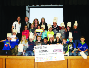 Belfountain Olympian Jake Holden joined Grade 2 students at Belfountain Public School as they received the grand prize for the best elementary school video in the 2014 Classroom Energy Diet Challenge. Photo by Bill Rea