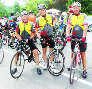 Race founder Webb, 81, was taking part in the 52-kilometre Intermediate Road Race, accompanied by fellow Brampton Cycling Club members Jim Ritchie from Brampton and John Anderson from Terra Cotta. Photos by Bill Rea