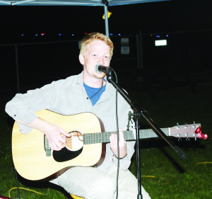 Quinn MacPherson of Erin provided music for the participants before they headed out on the walk.