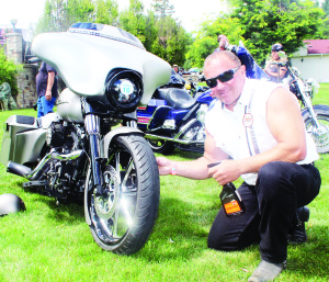 Gary Kachkowski or Oakville was getting his 2008 Harley Street Glide ready for the Show and Shine.