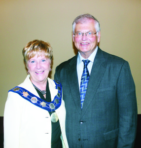 Mayor Marolyn Morrison welcomed Gord Hume to her Business Breakfast recently.