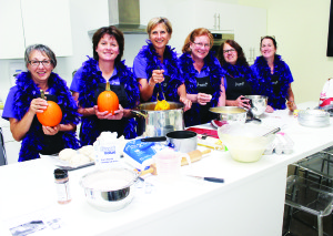 MAKING PIES FOR THANKSGIVING Women from Downsizing Diva were out at the Exchange in Bolton Friday making pumpkin pies to be distributed for Thanksgiving. Business owner Brenda Alderdice (second from left) was on hand with Lily Sicondolfo, Anne Mills, Kim Weeks, Laurie Rocchi and Karen MacDonald-Lane. Fiona Mueller and Joanne Devlin were absent for the photo. Photo by Bill Rea