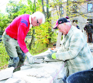 Mike Lush of Mono and Mel Farrell of Guelph were getting their first experience working with dry stone.