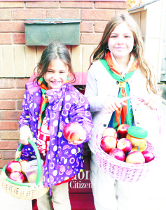 The 1st Mono Mills Scouts were out in the community. Beaver Julianna Boccia, 5, and her sister, Cub Jessica, 8, were making sales at one of the local gas stations.