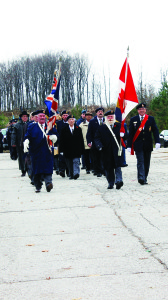 Members of the Alton Branch of the Royal Canadian Legion led Sunday's parade to the Cenotaph.
