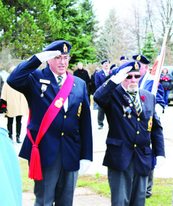 The memory of those who served and died for Canada was honoured over the last several days with Remembrance Day services held around Caledon. There were services Sunday at the Cenotaphs in Alton and Bolton, and another at 11 a.m. Tuesday (Nov. 11) outside Town Hall in Caledon East. Larry Weltz, president of the Alton Branch of the Royal Canadian Legion laid a wreath on behalf of the Legion, accompanied by Sergeant At Arms Michael Bailey. Photos by Bill Rea Photo by Bill Rea 