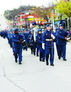 Cadets led this large parade in Bolton Sunday. After a brief service held at the Fire hall on Ann Street, participants marched to the Cenotaph at Laurel Hill Cemetery.