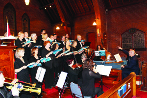 SOUNDS OF MESSIAH FILLS ST. JAMES' The latest production of the Caledon Chamber Concert series was Sunday. The Georgetown Bach Chorale and Chamber Orchestra, under the direction of Ron Greidanus, performed Messiah by George Frideric Handel at St. James' Anglican Church in Caledon East. Photo by Bill Rea