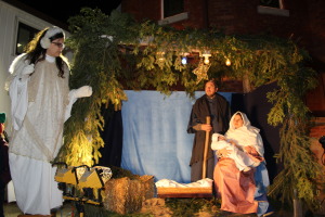 LIVE NATIVITY SCENE AT ST. PATRICK In an effort to remind people about the true meaning of Christmas, St. Patrick Church in Wildfield recently held a living nativity, with people portraying Mary and Joseph, baby Jesus, an angel, the three wise men and the little drummer boy. The scene also included live animals. Kara Cappiello portrayed the angel, Paolo Orefice was Joseph, Elizabeth Orefice was Mary and Leonardo Orefice was the baby Jesus. Photo by Angela Gismondi