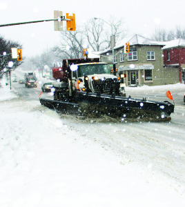 Snow clearing equipment and crews put in very long hours because of the length of last week's storm. Photo by Bill Rea