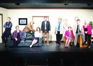 The Blackhorse Village Players production of the comedy Office Hours by Norm Foster is currently being performed. The cast consists of Braden Wright, Susan Jalbert, Vince Ursini, Elizabeth Coulter, Jordan Baker, Morris Durante, Ginny Cathcart, Ivor Cathcart, Cheryl Phillips. In Office Hours, it's a Friday afternoon in the big city and, in six different offices, six different stories are unfolding at the same time. However, they are all connected somehow, from the figure skater on the ledge to the novelist in the closet. Photo by Brett Pinard