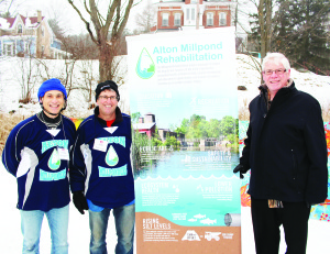 Last Saturday's Millpond Classic saw Dufferin-Caledon MP David Tilson on hand to announce some $47,000 in federal funding to enhance the habitat for Brook Trout in Shaw's Creek. He's seen here with event organizers Randy Ugolini and Jeremy Grant. Photo by Bill Rea