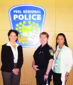 Mia Medina, civilian recruiter with Peel Regional Police is seen here with Constable Nancy Vellenga and Jobs Caledon Resource and Information Specialist Sharon Hussein-Swanton. They will be making a presentation at Jobs Caledon next Thursday. Submitted photo