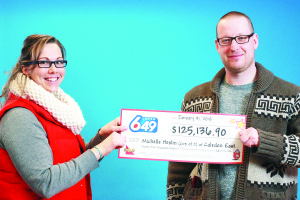 Michelle Heslin and Christopher Jaskulski of Caledon East were $125,136.90 richer after the Jan. 21 Lotto 6/49 draw.