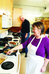 Jessica Ruth and Ted Simmonds were busy in the kitchen at Knox United Church in Caledon village.