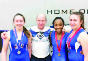 HUMBERVIEW WRESTLERS WIN MEDALS The Humberview Huskies wrestling team travelled to Turner Fenton Secondary School to compete at the  2015 Region of Peel Wrestling Championship Feb. 19. The Huskies completed against 10 other schools from all over Peel. Humberview brought a team of eight wrestlers, Nicole French, Adajiah Wilson, Danielle Berno, Ryan Steh, A.J. Wilson, Vivik Daini, Thomas Moody and Liam James. This year's competition was tough, with only four Husky wrestlers making the podium. French and Adajiah Wilson brought home the gold medals. Berno earned a silver for Humberview and Daini placed sixth in his weight class. Steh and James earned fourth and fifth place finishes at Junior ROPSSA. The girls will be heading to Windsor to compete at the provincial level of OFFSSA wrestling championships. Seen here are Berno, Mr. Allan, Adajiah Wilson and French. Photo submitted